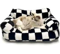 GA COMMUNICATIONS Pet Couch Sofa Bed - 66 × 48 × 33 cm, Washable Cover, Non-Slip Base, Raised Bolstered Sides - Sofa Style Bed for Small & Medium Cats & Dogs (up to 7 kg) (Check)