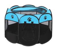 GA COMMUNICATIONS Portable Pet Playpen, Foldable Dog Cat Cage Indoor Puppy Play Pen, Breathable Mesh Pet Carrier Kennel Soft Tent For Medium Dogs Travel Puppies Playpens (Blue/Black, 73 * 73 * 43 cm)