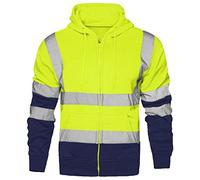 GA COMMUNICATIONS Pull UP HI HIGH VIZ Hoodie TOP Safety Sweatshirt Hooded EN471 Reflective Security Tape[Yellow/Navy,3XL]