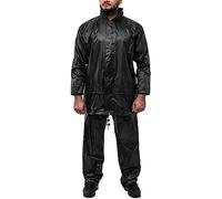 GA COMMUNICATIONS Waterproof Jacket And Trouser For Men, Lightweight Hooded Rainwear, Men’s Durable Protective Reusable Rain Coat And Pants 2 Piece Set For Golf, Hiking &Travel (Black, 4XL)