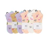 GA COMMUNICATIONS Women’s Bamboo Trainer Socks - 3/6/12 Pack No-Show Low-Cut Ankle Liner Socks, Non-Slip Breathable Mesh, Soft Bamboo Viscose, UK Size 4-7, Flamingo Pack Of 3