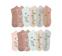 GA COMMUNICATIONS Women’s Bamboo Trainer Socks - 3/6/12 Pack No-Show Low-Cut Ankle Liner Socks, Non-Slip Breathable Mesh, Soft Bamboo Viscose, UK Size 4-7, Butter Fly Pack Of 12