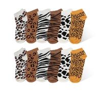 GA COMMUNICATIONS Women’s Bamboo Trainer Socks - 3/6/12 Pack No-Show Low-Cut Ankle Liner Socks, Non-Slip Breathable Mesh, Soft Bamboo Viscose, UK Size 4-7, Jungle Animal Pack Of 12