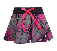 GA COMMUNICATIONS Women's Ladies Bow Tartan Skirt Pleated MINI Micro Skater Kilt Costume Fancy Party Dress Girls Short Skirt[Charcoal Grey,L/XL]