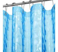 Ga-Geetopia Short Size Blue Pearl 3D EVA Stall Shower Curtain Liner, 47x64 Inch Light Weight Plastic Bathroom Shower Curtain with Rustproof Metal Grommets, Magnets for Small Shower Stall, Bathtubs