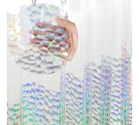 Ga-Geetopia Water Cube with Extra Long Holographic 3D EVA Shower Curtain Liner, 72" x 80", Premium Clear Plastic Shower Curtain with Rustproof Metal Grommets