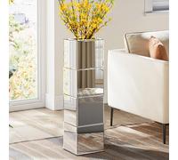 GA Home 27.5" Tall Silver Glass Floor Vase, Modern Decorative Mirror Vases, Large Flower Vase for Home Decor Living Room, Entryway, Office