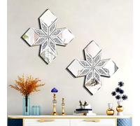 GA Home Crushed Diamond Mirror Wall Decor 2 Pack, 16.75x16.75” Diamond Shape Silver Wall Mirror for Living Room Dining Room Bedroom