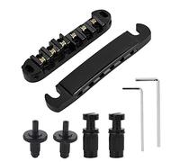 GA102 Electrical Guitar Roller Bridge, Electric Guitar Fixed Bridge, Adjustable Metal Guitar Bridge with Smooth Rollers, Includes Wrench and Tailpiece for Strat Tele (Black)