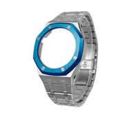 GA2100 Metal Mod Kit Compatible With Casio 2110 GMA-S2100 GM2100 Stainless Steel Case&WatchStrap Replacement Modification Accessories(Silver Blue Set,GM-2100)