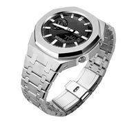 GA2100 Stainless Steel Watch Band Case Mod Kit, Smooth Bezel without Nails Metal Strap Accessories Compatible with Casio Mens G-Shock GA2100/GA-2110 Watches (Silver)