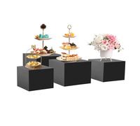 Gaabungky 4-Piece Buffet Risers Set, Acrylic Food Risers for Buffet Table, Cake Stands with Stackable Design, Cupcake Stands for Wedding Party, Home Kitchen, 8 9 10 12 Inch (Black)