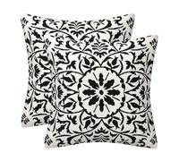GAAFOSIPH Black Set of 2 Cushion Covers 40cm x 40cm Bohe Flower Modern Double Sided Printed Square Linen Decor 16 x 16 inches Cushions Cases Home Garden Decorations Pillow Cover for Sofa Bed Outdoor