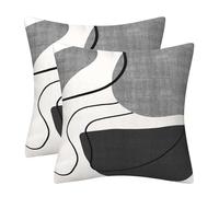 GAAFOSIPH Set of 2 Cushion Covers 45 x 45 cm Black Grey White Abstract Geometric Double Sided Print Velvet Cushions Cases Home Decorations Pillow Cover for Sofa Couch Bed Outdoor