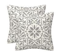 GAAFOSIPH Set of 2 Grey Cushion Covers 45 x 45 cm Bohe Modern Double Sided Printed Square Linen 18 x 18 inches Cushions Cover Home Decorations Pillow Cover for Sofa Bed Garden