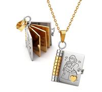 Gaahkai Chapter Book Necklace for Granddaughter, The Most Beautiful Adjustable Treasured Locket from Grandma (Silver Gold)