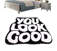 Gaahkai You Look Good Bathroom Rug, 19.7 X 31.5 Graphic Rugs for Bedroom, Mirror Bath Mat Black