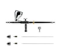 Gaahleri Airbrush Seeker, Dual-Action Gravity Feed with 6-Channel Quick-Release Nozzle, 0.3 & 0.5mm Dual Needle/Nozzle Set, 1/3oz Cup & Ergonomic Calm Island for Model Building Model Painting Art