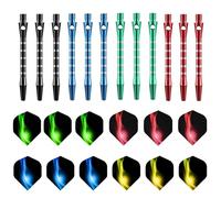 Gaaines Darts Stems and Flights, Dart Flights and Stems Sets, 12 Pack Universal Metal Dart Flights and Stems, Assorted Dart Accessories Kit, Thread Throwing Fitting Shatter-Resistant (4 Colors)