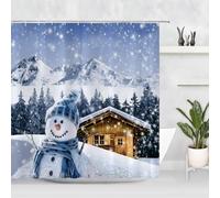 Gaakvrr 2 Winter Christmas Tree Shower Curtain Forest Deer Pine Tree Snow Scene Bathroom Curtain Waterproof Mildew & Mould Resistant Polyester Fabric Bath Curtain 200x180cm