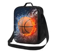 Gaakvrr Basketball Lunch Box for Boys, Insulated Durable Lunch Box with Adjustable Shoulder Strap, Portable Small Lunch Bag for Kids School/Picnic/Beach/Hiking Work
