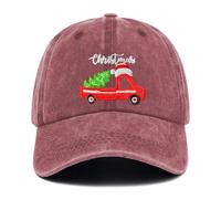 Gaakvrr Christmas Baseball Hats for Men Women, Funny Adjustable Embroidered Christmas Baseball Cap, Christmas Trucker Hat(Red) 2