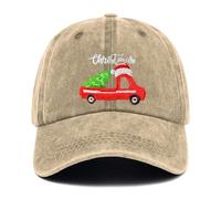 Gaakvrr Christmas Baseball Hats for Men Women, Funny Adjustable Embroidered Christmas Baseball Cap, Christmas Trucker Hat(Khaki) 2