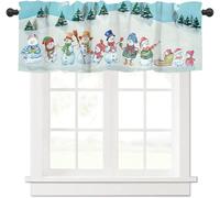 Gaakvrr Christmas Valance Curtains for Windows, Christmas Snowman Winter Snowy Christmas Tree Kitchen Valances for Windows, Window Treatments for Kitchen Bathroom Bedroom 45x135cm(18x54 Inch)