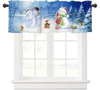 Gaakvrr Christmas Valance Curtains for Windows, Winter Snowman Kitchen Valances, 45x135cm (18x54 Inch), White
