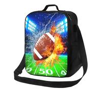 Gaakvrr Football Lunch Bag Insulated - American Football Lunch Box for Boys Girls Reusable Portable Waterproof Lunch Bags with Adjustable Shoulder Strap and Side Pocket