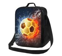 Gaakvrr Football Lunch Box for Boys Girls, Insulated Durable Lunch Bag with Adjustable Shoulder Strap, Portable Football Lunch Bag for School/Picnic/Beach/Hiking Work