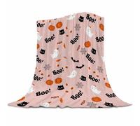 Gaakvrr Halloween Ghost Blanket - Pink With Pumpkin, Lightweight Throw for Women, Soft Cozy Fleece for Couch, Living Room - 150x200cm (60x80 Inch)
