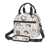 Gaakvrr Insulated Lunch Bag for Women Men Kids, Watercolor Cute Hedgehog Forest Botanical Reusable Leakproof Lunch Tote Bag with Adjustable Shoulder Strap
