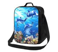 Gaakvrr Lunch Box Bag Ocean Sea Animal Turtle Dolphin Lunchbox Insulated Thermal Cooler Ice Adjustable Shoulder Strap for Women Men Boys Girls
