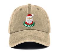 Gaakvrr Merry Christmas Hats for Men Women, Funny Adjust Embroidered Cotton Xmas Holiday Baseball Cap(Khaki)