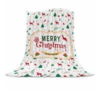 Gaakvrr Merry Christmas Throw Blanket - Super Soft Flannel Fleece - Festive Holiday Decor, Reindeer/Snowflake/Xmas Tree Design - Cosy Gift 100x130cm