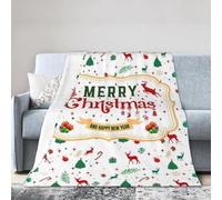 Gaakvrr Merry Christmas Throw Blanket - Super Soft Flannel Fleece - Festive Holiday Decor, Reindeer/Snowflake/Xmas Tree Design - Cosy Gift 150x200cm