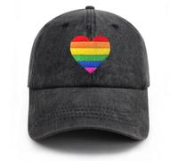 Gaakvrr Rainbow Heart Pride Hat for Men Women, Funny Adjustable Cotton Embroidered LGBT Hat Gay Baseball Cap Gifts