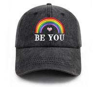 Gaakvrr Rainbow Pride Hat for Men Women, Funny Adjustable Cotton Embroidered Gay Hat Be You LGBT Baseball Cap Gifts for Gay