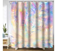 Gaakvrr Shower Curtain Holographic Rainbow Waterproof Polyester Fabric Bathroom Curtain Set with 12 Hooks for Bathroom Decor (150x180 cm)