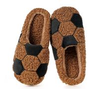 Gaatpot Women's Winter Slippers Warm Plush Funny Slippers with Ball Theme, Brown Soccer, 10/11 UK