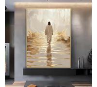 GAAXMG 1pcs Jesus Walking on Water Poster, Christian Posters,Modern Religious Wall Art,Bible Stories Poster Print Painting for Christian Home Decor/Unframed (50 * 70cm)