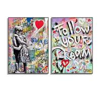 GAAXMG 2Pcs Banksy Wall Art I Will Love You Forever Poster ‘follow your dreams’Inspired Art Graffiti Canvas Painting Street Art Prints for Room Decor/Unframed (11inchesx15inches(30 * 40cm))