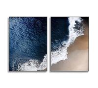 GAAXMG 2pcs Blue ocean beach wave landscape canvas painting, Nordic abstract canvas poster, seascape print painting, modern seascape Nordic home decor/Unframed (30 * 40cm)