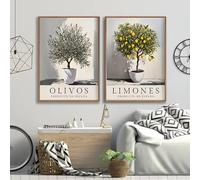 GAAXMG 2pcs Canvas Poster Retro Art Olive Tree Lemon Tree Print Wall Art Canvas Painting,Bedroom Living Room Wall Decor/Unframed (40 * 60cm)