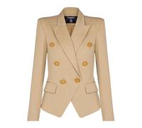 Gabardine 6-Button Blazer, female, Balmain, Blazers, Beige, S, Jackets S