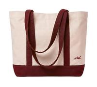 Gabardine Canvas Tote Bag with Embroidery, Wide Base & Sturdy Shoulder Handles, Reusable Thick Cotton Shopping Bag, Large Capacity Everyday Carry Bag for Shopping, Work, Travel & Gifts