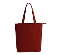 Gabardine Tote Bag with Zip, Large Shopping Bag, 100% Cotton, Reusable Shopper Bag with Inner Pocket for Women (Burgundy)