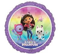 Gabbies Dollhouse Party Balloon, Round Foil Balloon, Purple Border, Character Theme