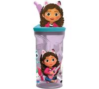 Gabby’s Dollhouse 3D Kids Tumbler - 360ml BPA-Free Reusable Plastic Cup with Straw - Cute Cartoon Drink Bottle for Girls - Perfect for Lunchbox, Parties & Travel
